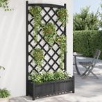 vidaXL Plantenbak met latwerk massief vurenhout zwart, Tuin en Terras, Verzenden, Nieuw, Hout