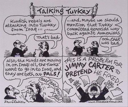 Pentekening Amerika - Problemen met Turkije (lijst optie), Antiek en Kunst, Kunst | Tekeningen en Foto's, Verzenden