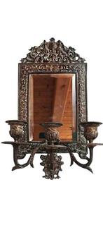 Spiegel - Messing - Met 3 kandelaars