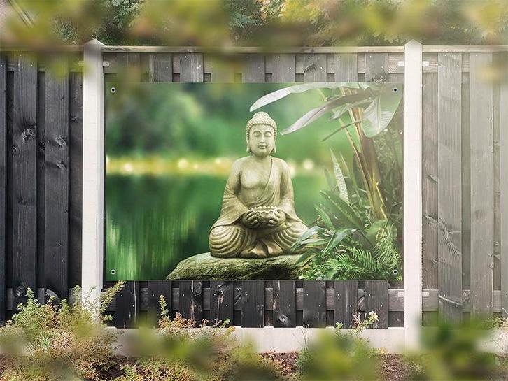 NR 1319: Tuinposter Boeddha groen 120x180cm, Tuin en Terras, Tuinwanddecoratie, Nieuw