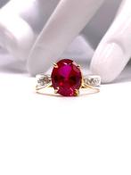 Zonder minimumprijs - Ring - 9 kt. Geel goud, Zilver Robijn, Nieuw