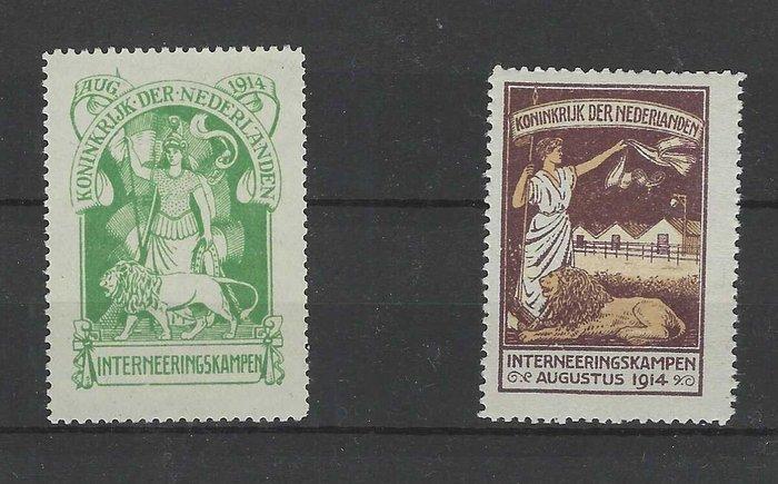 Nederland 1916 - Interneringszegels - NVPH IN1 + IN2, Postzegels en Munten, Postzegels | Nederland