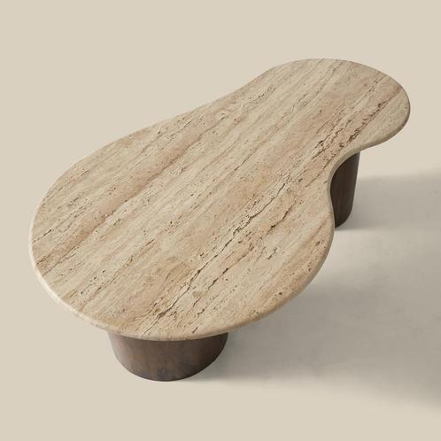 *WOONWINKEL* Organische Salontafel Tavertin Blad, Huis en Inrichting, Tafels | Salontafels, Nieuw, Verzenden