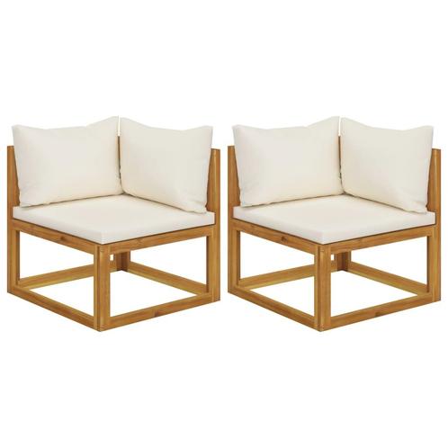 vidaXL Hoekbanken 2 st met kussens sectioneel crèmewit, Tuin en Terras, Tuinsets en Loungesets, Nieuw, Hardhout, Verzenden