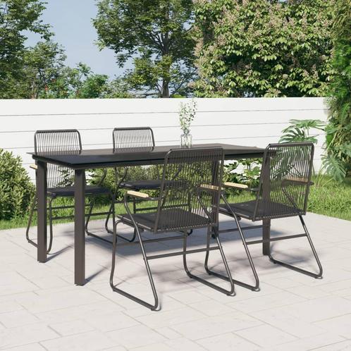 vidaXL 5-delige Tuinset PVC-rattan zwart, Tuin en Terras, Tuinsets en Loungesets, Tuinset, Nieuw, 4 zitplaatsen, Kunststof, Verzenden