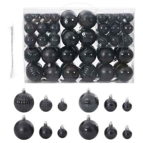 vidaXL Kerstballen 100 st Ø3/4/6 cm zwart, Diversen, Kerst, Nieuw, Verzenden