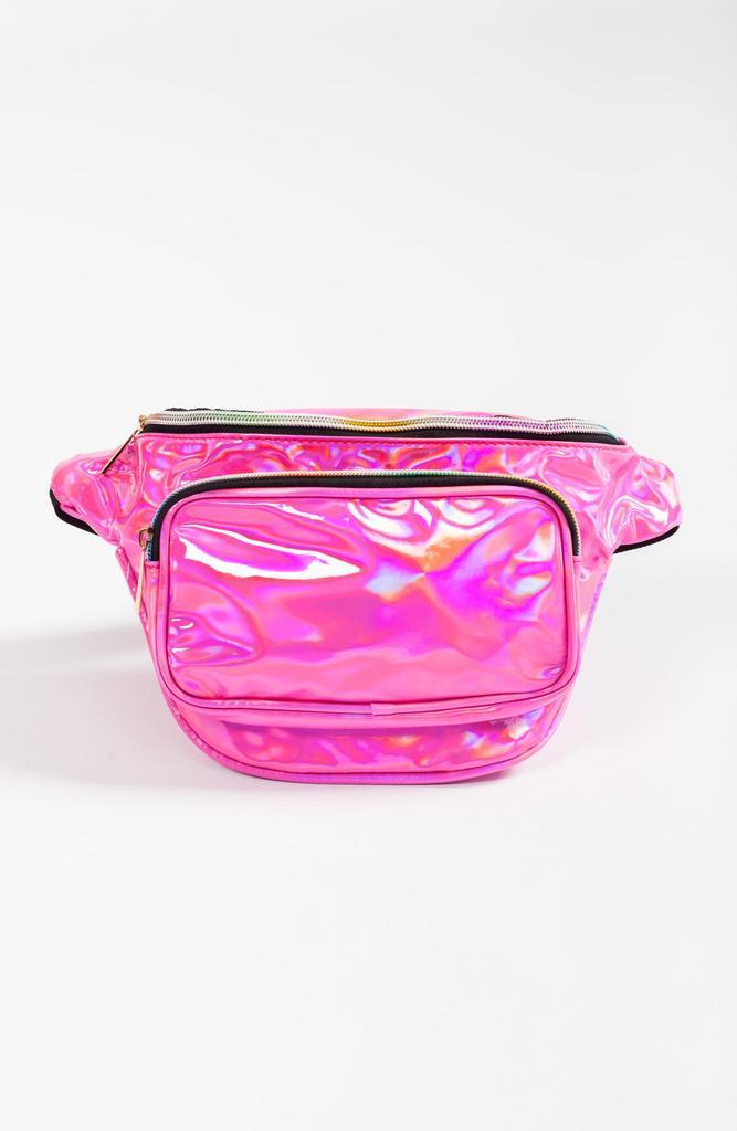 Holografische Heuptas Roze Fanny Pack 3 Vakken Zwarte Band H, Sieraden, Tassen en Uiterlijk, Tassen | Damestassen, Overige typen