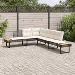 vidaXL Tuinbank met kussens L-vormig poly rattan en, Verzenden, Nieuw, Rotan