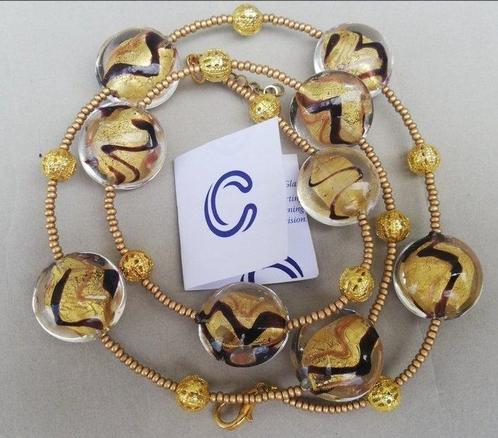 24 karaat - Geel goud, Murano - Halsketting, Antiek en Kunst, Antiek | Glas en Kristal