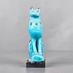 Oud Egyptisch Ptolemaïsch of Romeins Egyptisch Faience Chat