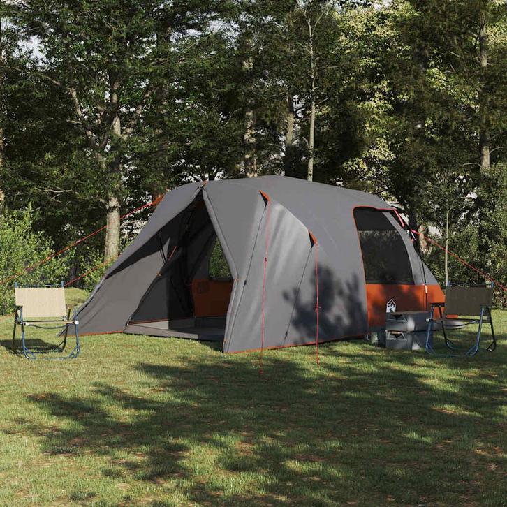 vidaXL Koepeltent met dak Grijs en Oranje 500 x 314 x 206 cm, Caravans en Kamperen, Tenten, Nieuw, Verzenden