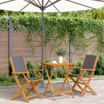 vidaXL 3-delige Bistroset stof en massief hout, Verzenden, Nieuw, Hardhout