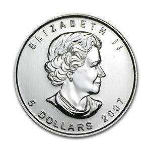 Canadian Maple Leaf 1 oz 2007 (3.526.052 oplage), Postzegels en Munten, Munten | Amerika, Noord-Amerika, Losse munt, Zilver, Verzenden