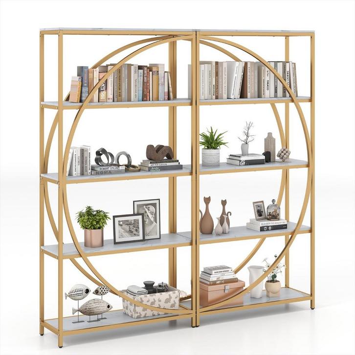 LIVSK Etagère-boekenkast - Halvemaanvormig Ontwerp - 5 Open, Huis en Inrichting, Kasten | Vitrinekasten, Nieuw, Verzenden