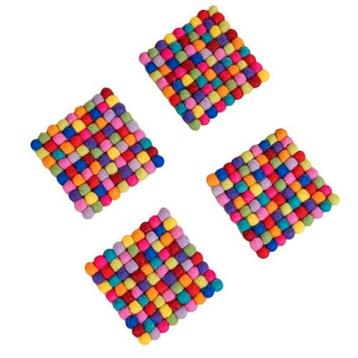 Onderzetters Vilt - Multicolor Vierkant - Set 4 stuks - Hand beschikbaar voor biedingen
