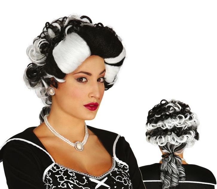 Halloween Pruik Opgestoken Haar Zwart Wit, Hobby en Vrije tijd, Feestartikelen, Nieuw, Verzenden