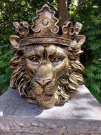 Beeld, lion head garden statue bronze color for flowers and