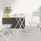 vidaXL Tuinstafel Wit 55 x 55 x 73 cm Poedercoating staal, Tuin en Terras, Verzenden, Nieuw, Metaal