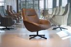 Design draai fauteuil Cartel Living Gigi in Leder Grijs, Ophalen of Verzenden, Nieuw, Leer