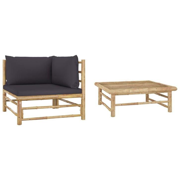 Buitenset bamboe hoek | tweedekansje | 47% (loungeset), Tuin en Terras, Tuinsets en Loungesets, Nieuw, Overige materialen, Loungeset