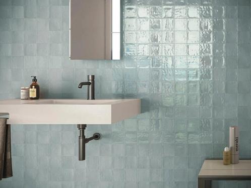 Wandtegel Cifre Cerámica Zellige Aqua Handvorm Blauw 10x10, Doe-het-zelf en Verbouw, Tegels, Minder dan 20 cm, Minder dan 20 cm