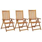 vidaXL Tuinstoelen verstelbaar 3 st massief acaciahout, Tuin en Terras, Tuinstoelen, Verzenden, Nieuw, Hout