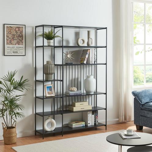 Boekenkast Rælingen open kast 180x120x32,5 cm zwart [en.casa, Huis en Inrichting, Kasten | Boekenkasten, Nieuw, Verzenden