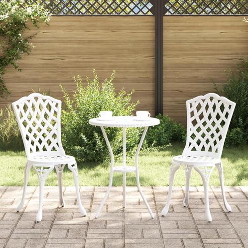 vidaXL 3-delige Tuinbistroset gietaluminium wit, Tuin en Terras, Tuinsets en Loungesets, Nieuw, Aluminium, Verzenden