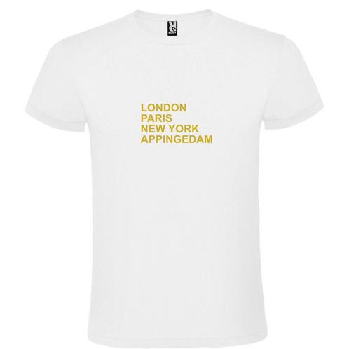 Appingedam op t-shirt als print met London, Paris, New York,, Kleding | Heren, T-shirts, Overige kleuren, Nieuw, Overige maten