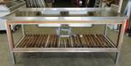 RVS Wastafel, Spoeltafel met 2 wasbakken B200 x D70 x H90cm
