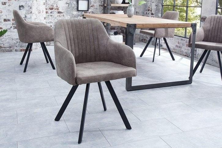 Retro design stoel LUCCA antiek taupe met quilten, Huis en Inrichting, Stoelen, Ophalen of Verzenden