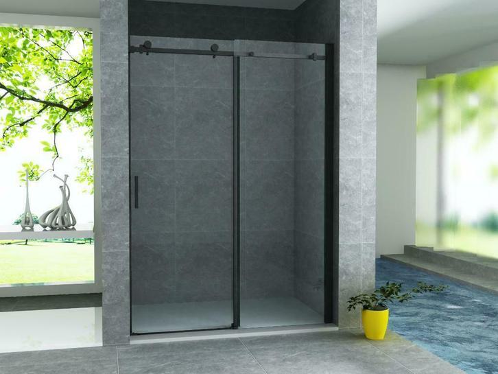 Douche schuifdeur nis 120 x 200 cm mat zwarte profielen, Doe-het-zelf en Verbouw, Sanitair, Douche, Nieuw, Glas, Verzenden
