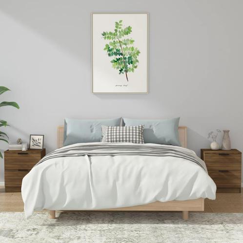 vidaXL Nachtkastjes 2 st bewerkt hout bruin eikenkleur, Huis en Inrichting, Slaapkamer | Nachtkastjes, Nieuw, Minder dan 45 cm