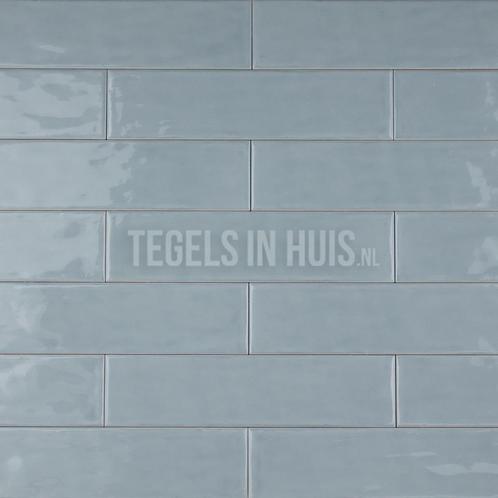 Wandtegel cottage 7,5x30 glans ash blauw handvormlook met, Doe-het-zelf en Verbouw, Tegels, Wandtegels, Nieuw, 10 m² of meer, Keramiek