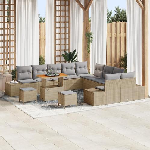vidaXL 13-delige Tuinbankenset met kussens poly rattan, Tuin en Terras, Tuinsets en Loungesets, Nieuw, Rotan, Verzenden