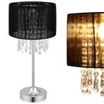 Tafellamp Bellevue met kristallen 55xØ20 zwart en chroom E14, Huis en Inrichting, Lampen | Tafellampen, Nieuw, Verzenden