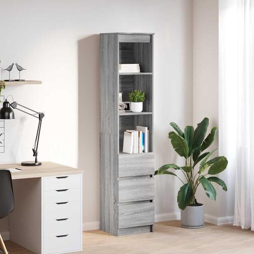 vidaXL buffetkast 37,5x35x180 cm spaanplaat grijs sonoma, Huis en Inrichting, Kasten | Buffetkasten, Nieuw, Overige houtsoorten