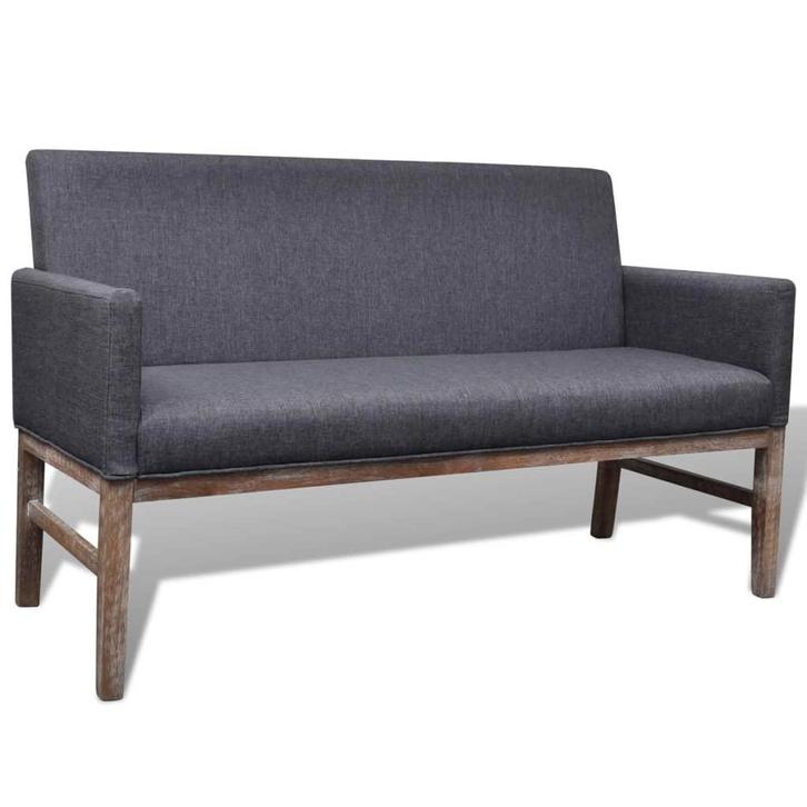 vidaXL Bank met gevoerde kussens stof rubberwood donkergrijs, Huis en Inrichting, Banken | Bankstellen, Nieuw, Minder dan 150 cm