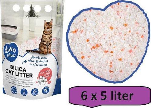 Premium silica kattenbakvulling bloemen wit/roze - 1 x 5 lit, Dieren en Toebehoren, Kattenbakken, Gesloten, Nieuw