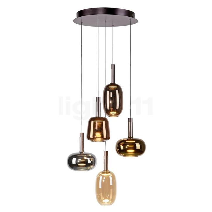 PAUL NEUHAUS Irides Hanglamp LED 5-lichts - rond, meerkleuri, Huis en Inrichting, Lampen | Hanglampen, Nieuw, Glas, Verzenden