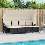 vidaXL 5-delige Loungeset met kussens poly rattan zwart, Tuin en Terras, Verzenden, Nieuw, Rotan, Loungeset