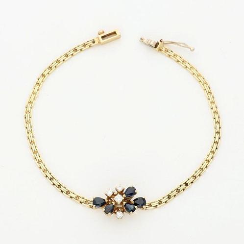 Armband - 14 karaat Geel goud - 0.13ct. tw. Diamant, Sieraden, Tassen en Uiterlijk, Armbanden