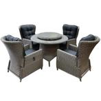 Marina Riccione dining tuinset 110 cm rond 6-delig grijs, Ophalen of Verzenden, Nieuw, Wicker