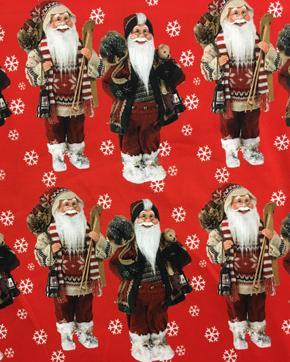 Tricot Katoen Kerstmannen, Hobby en Vrije tijd, Stoffen en Lappen, Overige kleuren, Nieuw