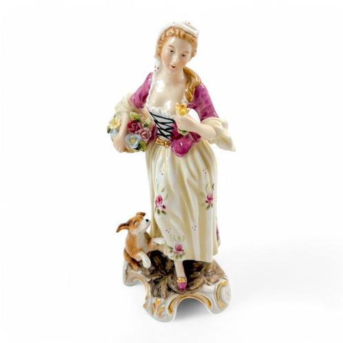 Marks & Rosenfeld - Beeldje - Porcelain flower girl with dog, Antiek en Kunst, Antiek | Glas en Kristal
