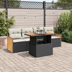 vidaXL 5-delige Loungeset met kussens poly rattan acacia, Verzenden, Nieuw, Rotan, Loungeset