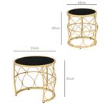 TRUUSK Bijzettafel 2-delige Set Rattan Met Glazen Blad, Stap, Verzenden, Nieuw
