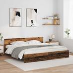 vidaXL Bedframe met hoofdeinde Oud Hout 200 x 200 cm Bewerkt, Verzenden, Nieuw, Bruin, Hout