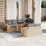 vidaXL 11-delige Tuinset met kussens poly rattan beige, Verzenden, Nieuw, Rotan, Tuinset