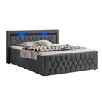 Boxspringbed Leona - 140x200 cm - Grijs incl. led verlichtin, Verzenden, Nieuw